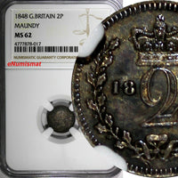 Great Britain Victoria Silver 1848 2 Pence Maundy NGC MS62 NICE TONED KM# 729