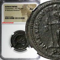 Roman Empire Constantine I AD 307-337  BI Reduced Nummus  NGC AU (010)