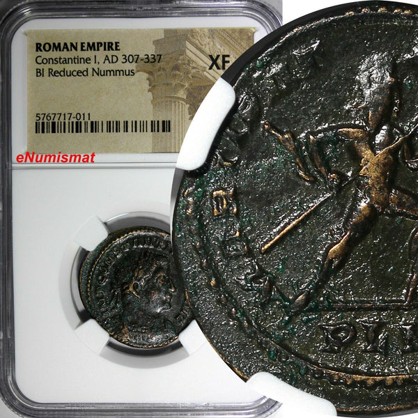 Roman Empire Constantine I AD 307-337  BI Reduced Nummus  NGC XF (011)