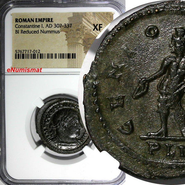 Roman Empire Constantine I AD 307-337  BI Reduced Nummus  NGC XF (012)