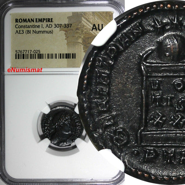 Roman Empire Constantine I AD 307-337 AE3 BI Nummus  NGC AU (025)