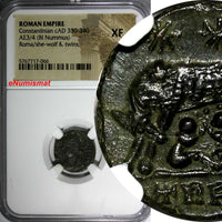 Roman Empire Constantinian BI Nummus cAD 330-340 Roma/She-Wolf & Twins NGC XF