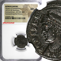 Roman Constantinian AD 330-340 AE3/4 NUMMUS NGC MS Constantinopolis/Victory (40)