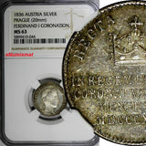 AUSTRIA Silver 1836 Coronation King Bohemia Prague NGC MS63 TOP GRADED 20mm(044)