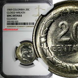 Colombia General Santander 1969 20 Centavos NGC UNC DETAILS KM# 227 (035)