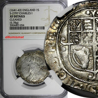 ENGLAND,Charles I (1641-43) Silver 1 Shilling Tower NGC XF Details S-2799 (054)