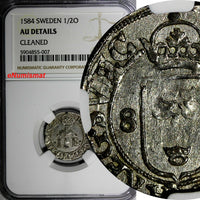 Sweden Johan III Silver 1584 1/2 Ore Mint-323,899  NGC AU DETAILS MB# 162 (007)