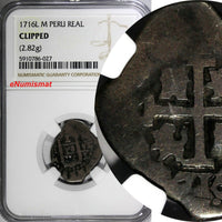 Peru Philip V (1700-1746) Silver 1716 L Real Cob NGC Clipped (2,82g)KM# 31 (027)