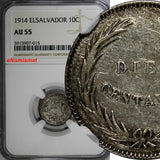 El Salvador Silver 1914 10 Centavos Philadelphia Mint NGC AU55 KM# 125 (015)