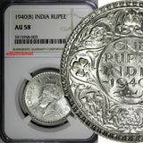 India-British George VI Silver 1940 (B) Rupee NGC AU58 Mint Luster KM# 556 (003)