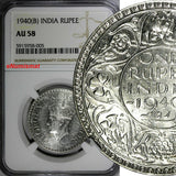 India-British George VI Silver 1940 (B) Rupee NGC AU58 Mint Luster KM# 556 (005)