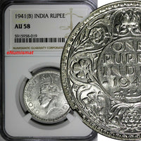 India-British George VI Silver 1941 (B) Rupee NGC AU58 Mint Luster KM# 556 (019)