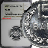 Romania Aluminium 1975 15 Bani NGC MS65 1 YEAR TYPE KM# 93a (034)