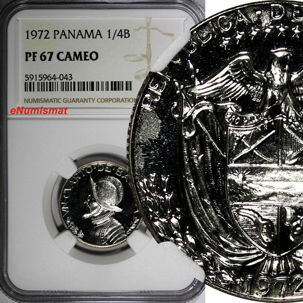 Panama PROOF 1972 1/4 Balboa NGC PF67 CAMEO Mintage-13,000 KM#11.2a (043)