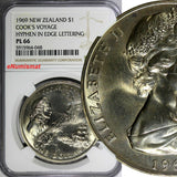 New Zealand 1969 $1.00 Dollar Captain Cook's Voyage NGC PL66 KM# 40.1 (048)