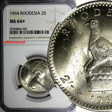 Rhodesia Elizabeth II 1964 2 Shillings,20 Cents NGC MS64+ Mint Luster KM# 3 (02)