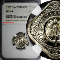 Netherlands Antilles Juliana 1963 5 Cents NGC MS66 Mintage-400,000 KM# 6 (005)