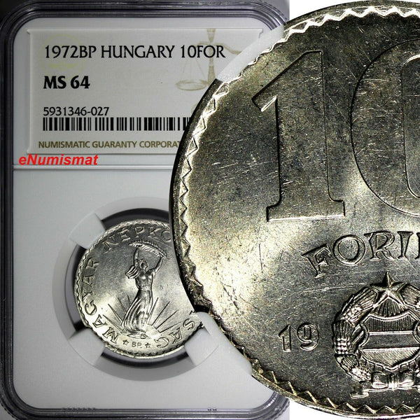 Hungary 1972 BP 10 Forint Strobl Monument NGC MS64 TOP GRADED BY NGC KM# 595 (7)