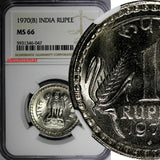 India-Republic 1970 (B) Rupee NGC MS66 Mumbai Mint TOP GRADED ! KM# 75.2 (047)