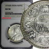 India-British George V Silver 1916(B) Rupee NGC AU58 Bombay KM# 524 (028)