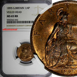Great Britain Victoria 1895 Farthing NGC MS65 RB TOP GRADED BY NGC KM# 788.1 (2)