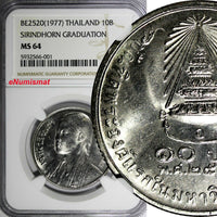 Thailand Rama IX BE2520 (1977) 10 Baht 32mm NGC MS64 TOP GRADED Y# 115 (001)