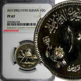 Sudan PROOF AH1390//1970 10 Ghirsh NGC PF67 TOP GRADED BY NGC KM# 45.2 (034)