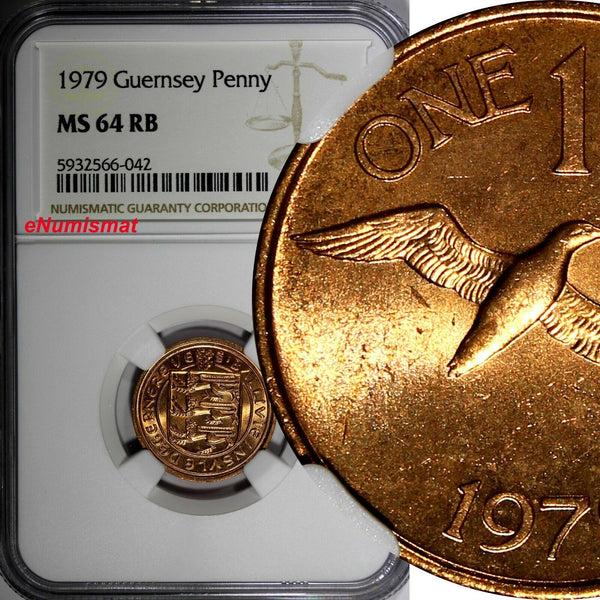 Guernsey Elizabeth II 1979 Penny NGC MS64 RB TOP GRADED BY NGC KM# 27 (042)