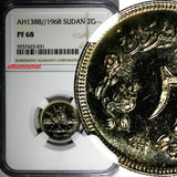 Sudan PROOF AH1388//1968 2 Ghirsh NGC PF68 TOP GRADED BY NGC KM# 36 (031)