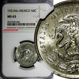 Mexico ESTADOS UNIDOS MEXICANOS Silver 1951 Mo 50 Centavos NGC MS63 KM# 449 (6)