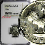 Malawi PROOF 1964 6 Pence NGC PF66 Mintage-10,000 Rooster TOP GRADED KM# 1 (023)