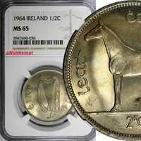 Ireland Republic Copper-Nickel 1964 1/2 CROWN Horse NGC MS65 GEM BU KM# 16a (36)