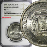 DOMINICAN REPUBLIC PROOF 1976 1/2 Peso NGC MS65 Juan Pablo Duarte KM# 44 (017)
