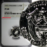 Panama PROOF 1972 1/10 Balboa NGC PF68 Mintage-13,000 KM# 10 (045)