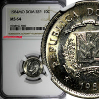Dominican Republic Duarte 1984 MO 10 Centavos NGC MS64 Human Rights KM# 60 (48)