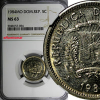 DOMINICAN REPUBLIC 1984 MO 5 Centavos NGC MS63 Sanchez and Mella KM# 59 (054)