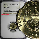 Guatemala 1965 5 Centavos KEY SMALL DATE NGC MS66 TOP GRADED KM# 266.1 (025)