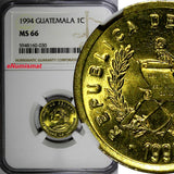 Guatemala Bartolomé de las Cas 1994 1 Centavo NGC MS66 TOP GRADED KM# 275.5 (30)