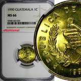 Guatemala Bartolomé de las Cas 1990 1 Centavo NGC MS66 TOP GRADED KM# 275.3 (33)