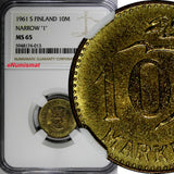 Finland 1961 S 10 Markkaa NARROW "I" NGC MS65 TOP GRADED BY NGC KM# 38 (013)