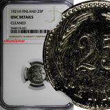 Finland Copper-Nickel 1921 H 25 Penniä Heaton's Mint  NGC UNC DETAILS KM# 25(1)