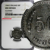 Finland Iron 1944 S 50 Penniä WWII Issue NGC UNC DETAILS  KM# 26b  (25)