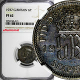 Great Britain George VI PROOF Silver 1937 6 Pence NGC PF62 Mint-26,400 KM#852(5)