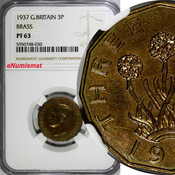 Great Britain George VI  Proof 1937 3 Pence NGC PF63 Mint-26,400 KM# 849 (030)