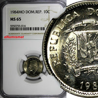 Dominican Republic Duarte 1984 MO 10 Centavos NGC MS65 Human Rights KM# 60 (14)