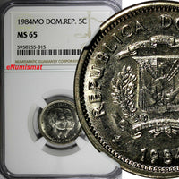 DOMINICAN REPUBLIC 1984 MO 5 Centavos NGC MS65 Sanchez and Mella KM# 59 (15)