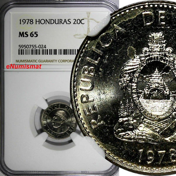 Honduras Lempira 1978 20 Centavos NGC MS65 TOP GRADED KM# 83 (024)
