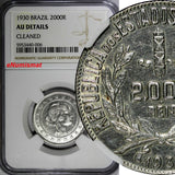 Brazil Silver 1930 2000 Reis NGC  AU DETAILS KM# 526 (006)
