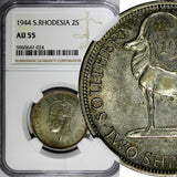 Southern Rhodesia George VI Silver 1944 2 Shillings NGC AU55 TONED KM# 19a (024)