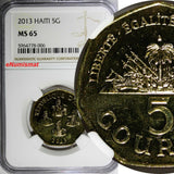 Haiti 2013 5 Gourdes Haitian statesmen NGC MS65 Heptagon GEM BU KM# 156 (06)